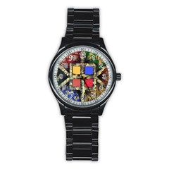 Acrylic Abstract Art Design  Stainless Steel Round Watch by Rbudhiya