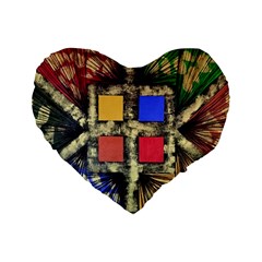 Acrylic Abstract Art Design  Standard 16  Premium Flano Heart Shape Cushions by Rbudhiya