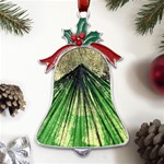 Acrylic abstract art design  Metal Holly Leaf Bell Ornament Front