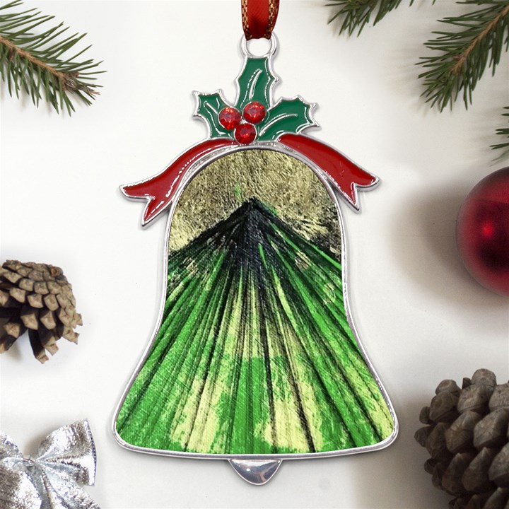 Acrylic abstract art design  Metal Holly Leaf Bell Ornament