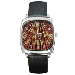 Acrylic Abstract Art Design  Square Metal Watch