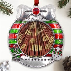 Acrylic Abstract Art Design  Metal X mas Ribbon With Red Crystal Round Ornament