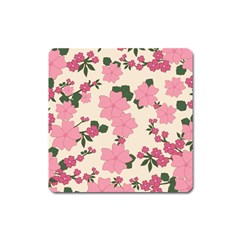 Floral Vintage Flowers Square Magnet