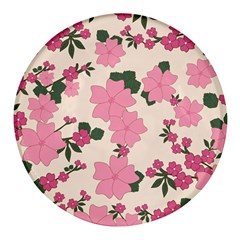 Floral Vintage Flowers Round Glass Fridge Magnet (4 Pack)