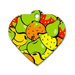 Fruit Food Wallpaper Dog Tag Heart (two Sides) by Dutashop