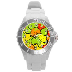 Fruit Food Wallpaper Round Plastic Sport Watch (l) by Dutashop