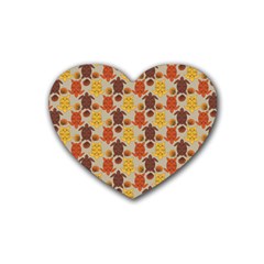 Sea Turtle Sea Life Pattern Rubber Coaster (Heart)