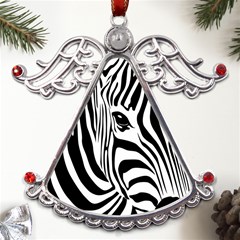 Animal Cute Pattern Art Zebra Metal Angel With Crystal Ornament by Amaryn4rt