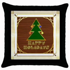 Art Deco Holiday Card Throw Pillow Case (black)