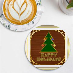 Art Deco Holiday Card Uv Print Round Tile Coaster