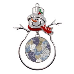 Ackground Leaves Desktop Metal Snowman Ornament