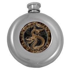 Dragon Pentagram Round Hip Flask (5 Oz) by Amaryn4rt