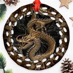 Dragon Pentagram Round Filigree Ornament (two Sides) by Amaryn4rt