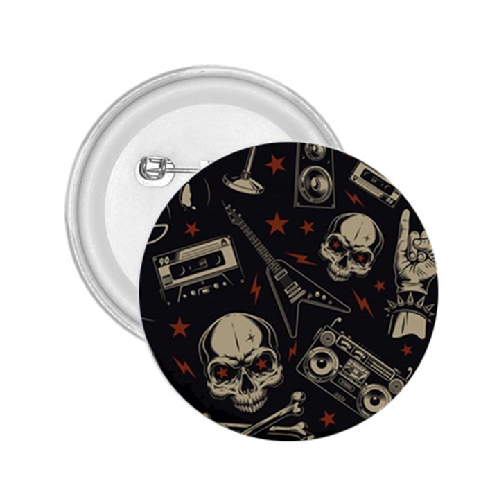 Grunge Seamless Pattern With Skulls 2.25  Buttons