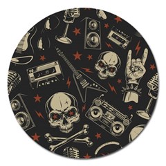 Grunge Seamless Pattern With Skulls Magnet 5  (round) by Amaryn4rt