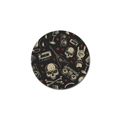 Grunge Seamless Pattern With Skulls Golf Ball Marker by Amaryn4rt