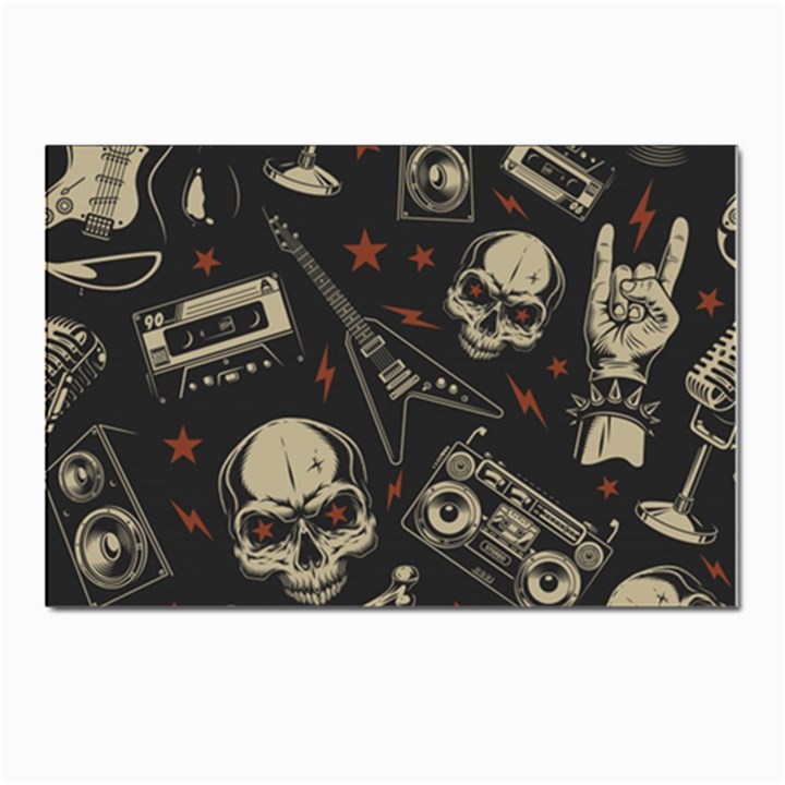 Grunge Seamless Pattern With Skulls Postcard 4 x 6  (Pkg of 10)