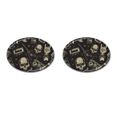 Grunge Seamless Pattern With Skulls Cufflinks (oval) by Amaryn4rt