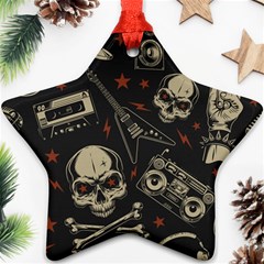 Grunge Seamless Pattern With Skulls Star Ornament (two Sides)