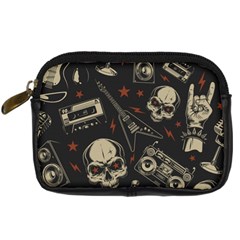 Grunge Seamless Pattern With Skulls Digital Camera Leather Case by Amaryn4rt