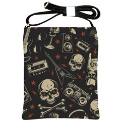 Grunge Seamless Pattern With Skulls Shoulder Sling Bag by Amaryn4rt