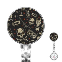 Grunge Seamless Pattern With Skulls Stainless Steel Nurses Watch by Amaryn4rt