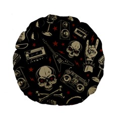 Grunge Seamless Pattern With Skulls Standard 15  Premium Flano Round Cushions