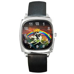 Rainbow Color Square Metal Watch