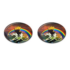 Rainbow Color Cufflinks (oval) by uniart180623