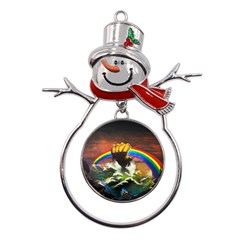 Rainbow Color Metal Snowman Ornament