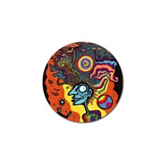 Hippie Rainbow Psychedelic Colorful Golf Ball Marker (4 Pack) by uniart180623