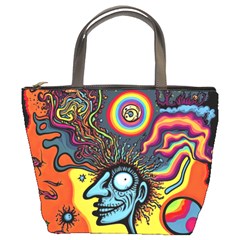 Hippie Rainbow Psychedelic Colorful Bucket Bag by uniart180623