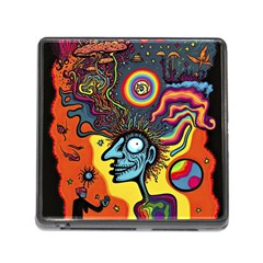 Hippie Rainbow Psychedelic Colorful Memory Card Reader (square 5 Slot) by uniart180623