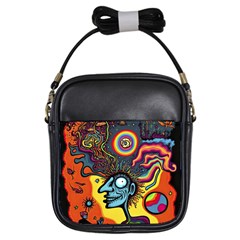 Hippie Rainbow Psychedelic Colorful Girls Sling Bag by uniart180623