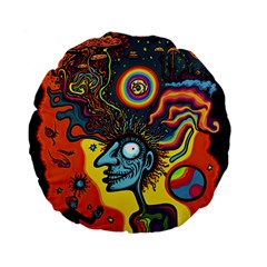 Hippie Rainbow Psychedelic Colorful Standard 15  Premium Flano Round Cushions