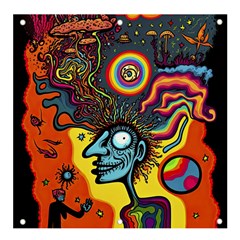 Hippie Rainbow Psychedelic Colorful Banner And Sign 4  X 4  by uniart180623