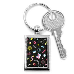 Memphis Design Seamless Pattern Key Chain (rectangle) by uniart180623