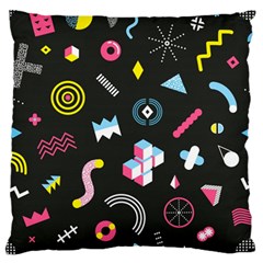 Memphis Design Seamless Pattern Large Premium Plush Fleece Cushion Case (one Side) by uniart180623