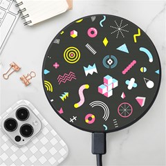 Memphis Design Seamless Pattern Wireless Fast Charger(black) by uniart180623