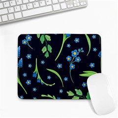 Abstract Wild Flowers Dark Blue Background Blue Flower Blossom Flat Retro Seamless Pattern Daisy Small Mousepad by uniart180623