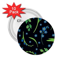 Abstract Wild Flowers Dark Blue Background Blue Flower Blossom Flat Retro Seamless Pattern Daisy 2 25  Buttons (10 Pack)  by uniart180623