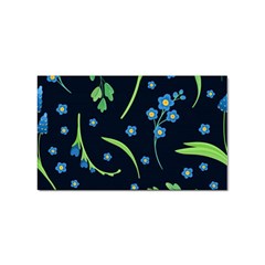 Abstract Wild Flowers Dark Blue Background Blue Flower Blossom Flat Retro Seamless Pattern Daisy Sticker Rectangular (10 Pack) by uniart180623