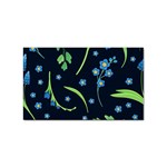 Abstract Wild Flowers Dark Blue Background Blue Flower Blossom Flat Retro Seamless Pattern Daisy Sticker Rectangular (10 pack) Front