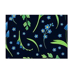 Abstract Wild Flowers Dark Blue Background Blue Flower Blossom Flat Retro Seamless Pattern Daisy Sticker A4 (100 Pack) by uniart180623