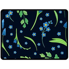 Abstract Wild Flowers Dark Blue Background Blue Flower Blossom Flat Retro Seamless Pattern Daisy Fleece Blanket (large) by uniart180623