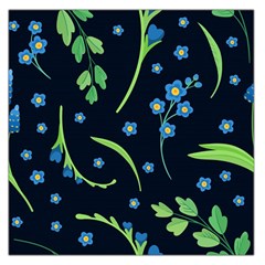 Abstract Wild Flowers Dark Blue Background Blue Flower Blossom Flat Retro Seamless Pattern Daisy Square Satin Scarf (36  X 36 ) by uniart180623