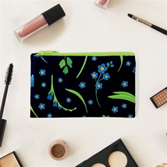 Abstract Wild Flowers Dark Blue Background Blue Flower Blossom Flat Retro Seamless Pattern Daisy Cosmetic Bag (xs) by uniart180623