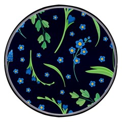 Abstract Wild Flowers Dark Blue Background Blue Flower Blossom Flat Retro Seamless Pattern Daisy Wireless Fast Charger(black) by uniart180623