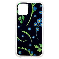 Abstract Wild Flowers Dark Blue Background Blue Flower Blossom Flat Retro Seamless Pattern Daisy Iphone 12 Mini Tpu Uv Print Case	 by uniart180623