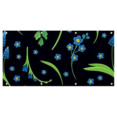 Abstract Wild Flowers Dark Blue Background Blue Flower Blossom Flat Retro Seamless Pattern Daisy Banner And Sign 8  X 4  by uniart180623